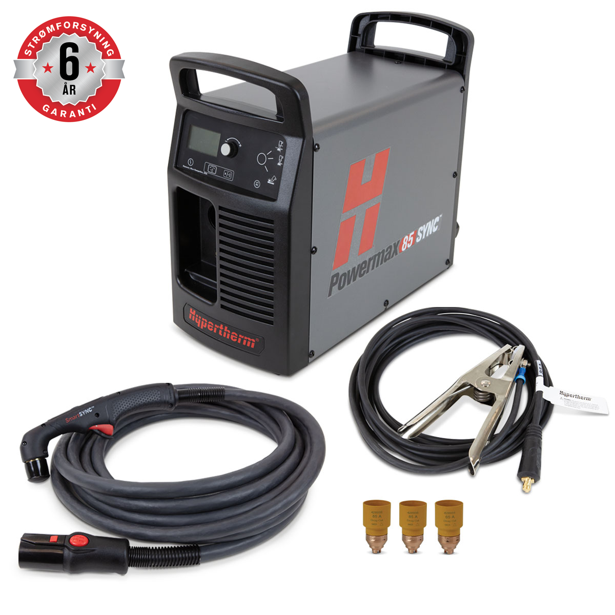 Hypertherm Powermax85 SYNC plasmaskærer inkl. 75° håndbrænder, 7,6 m