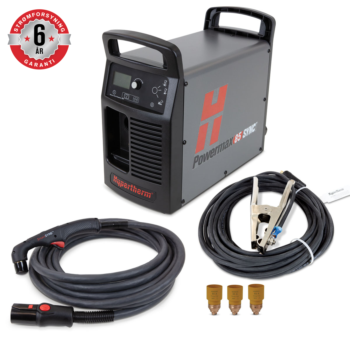 Hypertherm Powermax85 SYNC plasmaskærer inkl. 75° håndbrænder, 15,2 m