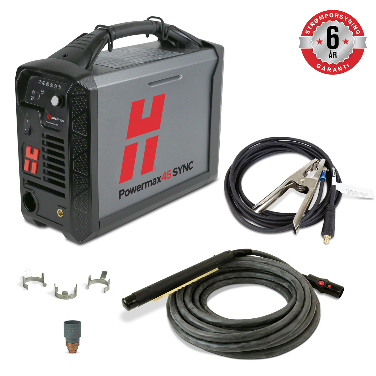 Hypertherm Powermax45 SYNC plasmaskærer inkl. 75° håndbrænder, 6,1 m